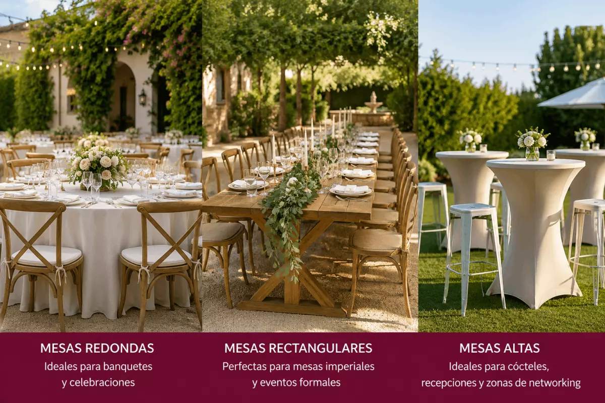tipos mesas eventos sevilla